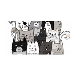 Cute Cat Hand Drawn Cartoon Style Satin Wrap 35  X 70 