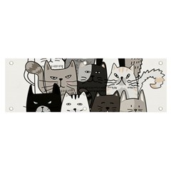 Cute Cat Hand Drawn Cartoon Style Banner And Sign 6  X 2 