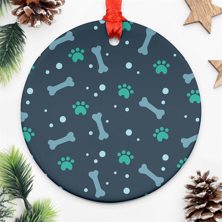 Bons-foot-prints-pattern-background Ornament (Round)