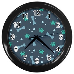 Bons-foot-prints-pattern-background Wall Clock (black) by Jancukart