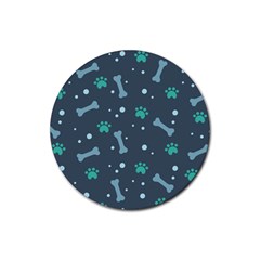 Bons-foot-prints-pattern-background Rubber Coaster (round)