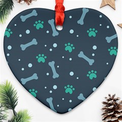 Bons-foot-prints-pattern-background Heart Ornament (two Sides)