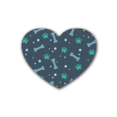 Bons-foot-prints-pattern-background Rubber Heart Coaster (4 Pack)