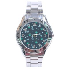 Bons-foot-prints-pattern-background Stainless Steel Analogue Watch