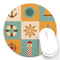 Nautical-elements-collection Round Mousepad