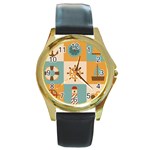 Nautical-elements-collection Round Gold Metal Watch Front