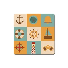 Nautical-elements-collection Square Magnet