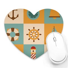 Nautical-elements-collection Heart Mousepad