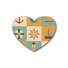 Nautical-elements-collection Rubber Coaster (heart)