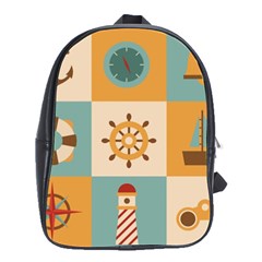 Nautical-elements-collection School Bag (large)