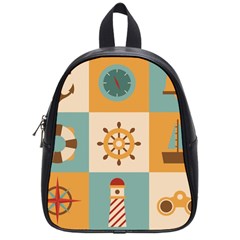 Nautical-elements-collection School Bag (small)