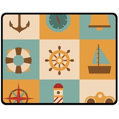 Nautical-elements-collection Fleece Blanket (medium)  by Jancukart