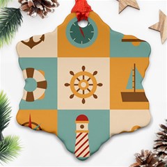 Nautical-elements-collection Snowflake Ornament (two Sides)