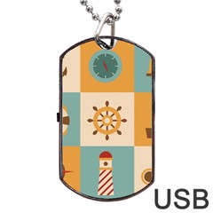 Nautical-elements-collection Dog Tag Usb Flash (one Side)