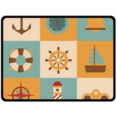 Nautical-elements-collection Double Sided Fleece Blanket (large)  by Jancukart