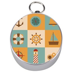 Nautical-elements-collection Silver Compasses