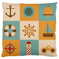 Nautical-elements-collection Large Flano Cushion Case (one Side)