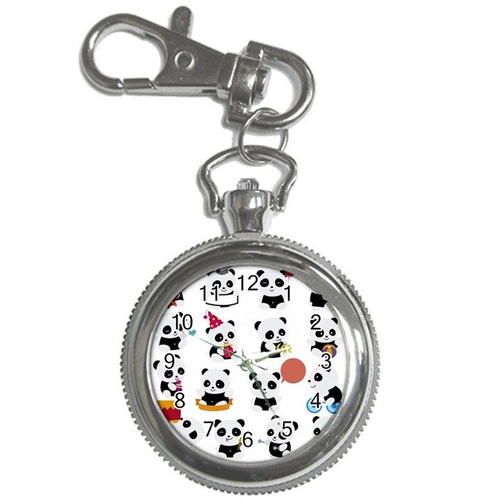 Playing-pandas-cartoons Key Chain Watches