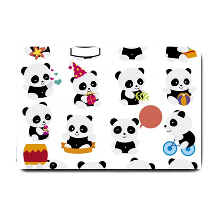 Playing-pandas-cartoons Small Doormat