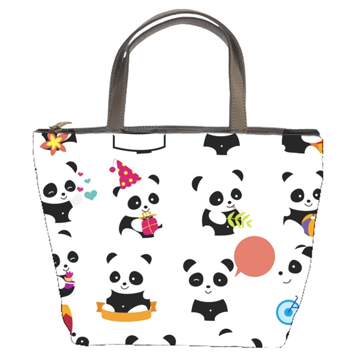 Playing-pandas-cartoons Bucket Bag