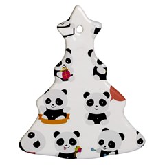 Playing-pandas-cartoons Christmas Tree Ornament (Two Sides)