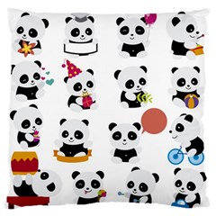 Playing-pandas-cartoons Large Flano Cushion Case (Two Sides)