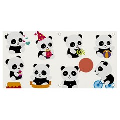 Playing-pandas-cartoons Banner and Sign 4  x 2 