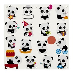 Playing-pandas-cartoons Banner and Sign 4  x 4 