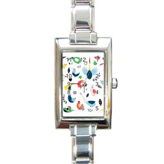 Vector-set-isolates-with-cute-birds-scandinavian-style Rectangle Italian Charm Watch