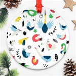 Vector-set-isolates-with-cute-birds-scandinavian-style Ornament (Round) Front