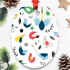 Vector-set-isolates-with-cute-birds-scandinavian-style Ornament (oval)