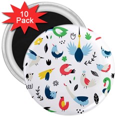 Vector-set-isolates-with-cute-birds-scandinavian-style 3  Magnets (10 Pack)  by Jancukart