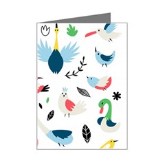 Vector-set-isolates-with-cute-birds-scandinavian-style Mini Greeting Card by Jancukart