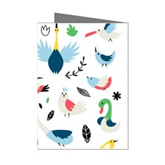 Vector-set-isolates-with-cute-birds-scandinavian-style Mini Greeting Cards (pkg Of 8)