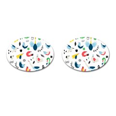 Vector-set-isolates-with-cute-birds-scandinavian-style Cufflinks (oval) by Jancukart