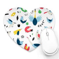 Vector-set-isolates-with-cute-birds-scandinavian-style Heart Mousepad by Jancukart