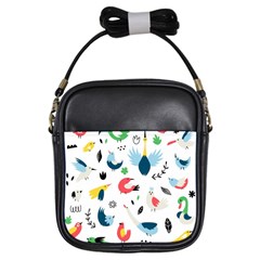 Vector-set-isolates-with-cute-birds-scandinavian-style Girls Sling Bag