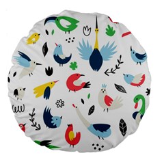 Vector-set-isolates-with-cute-birds-scandinavian-style Large 18  Premium Round Cushions