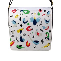 Vector-set-isolates-with-cute-birds-scandinavian-style Flap Closure Messenger Bag (l) by Jancukart