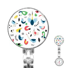 Vector-set-isolates-with-cute-birds-scandinavian-style Stainless Steel Nurses Watch