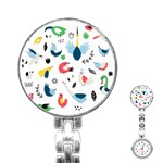 Vector-set-isolates-with-cute-birds-scandinavian-style Stainless Steel Nurses Watch Front