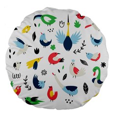 Vector-set-isolates-with-cute-birds-scandinavian-style Large 18  Premium Flano Round Cushions