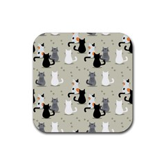 Cute-cat-seamless-pattern Rubber Coaster (square)