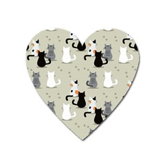 Cute-cat-seamless-pattern Heart Magnet by Jancukart