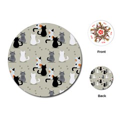 Cute-cat-seamless-pattern Playing Cards Single Design (round)