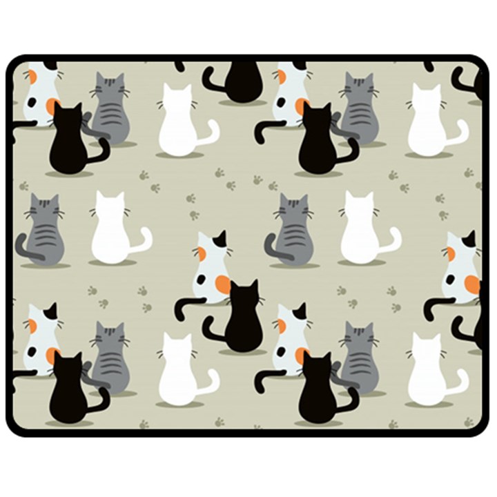 Cute-cat-seamless-pattern Fleece Blanket (Medium) 