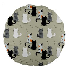 Cute-cat-seamless-pattern Large 18  Premium Round Cushions by Jancukart