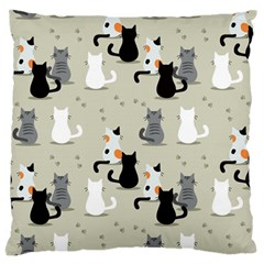 Cute-cat-seamless-pattern Large Flano Cushion Case (one Side)