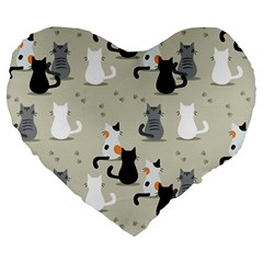 Cute-cat-seamless-pattern Large 19  Premium Flano Heart Shape Cushions by Jancukart