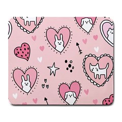 Cartoon-cute-valentines-day-doodle-heart-love-flower-seamless-pattern-vector Large Mousepad by Jancukart